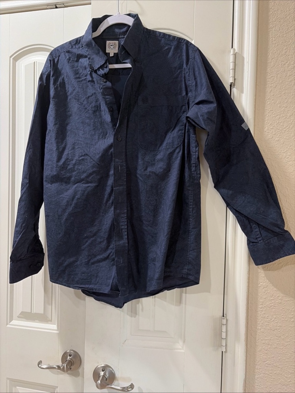Cinch Navy Blue Long-Sleeve Casual Button-Down Shirt